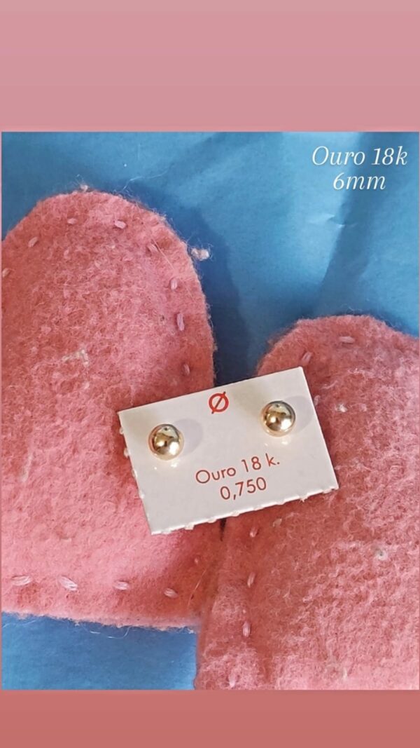 BRINCO BOLINHA 6MM OURO 18K
