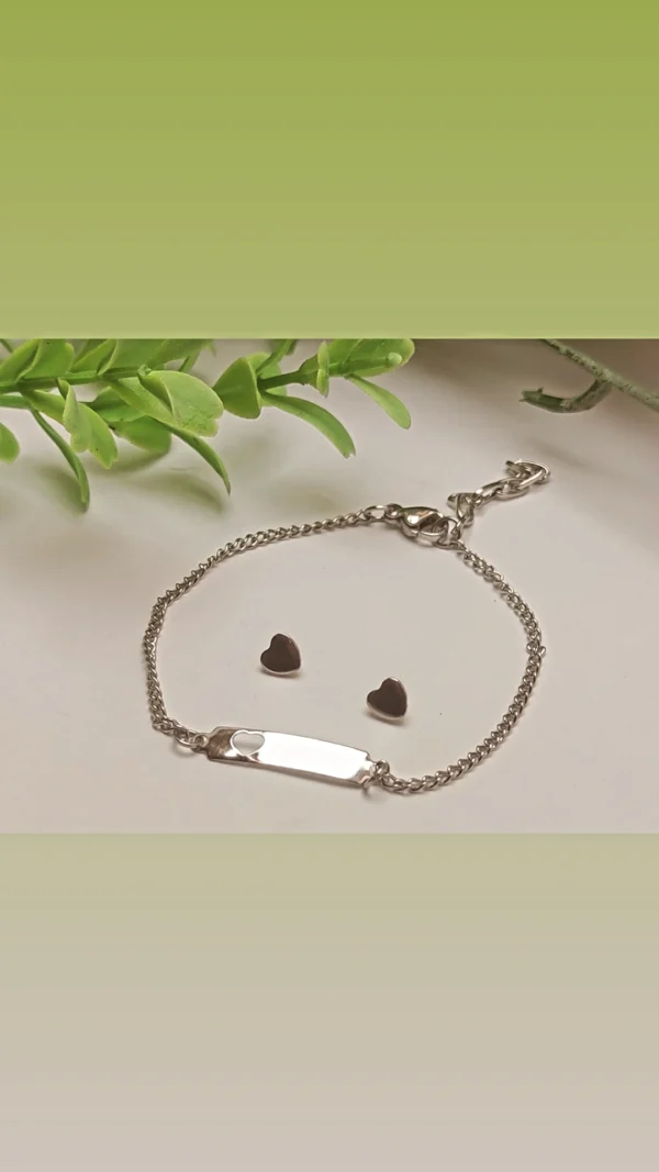 PULSEIRA E BRINCO AÇO INOX ( KIT INFANTIL)